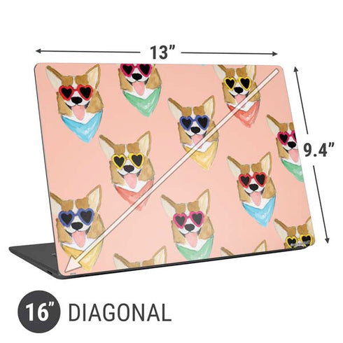 Bouffants and Broken Hearts Corgi Love Universal Laptop 16in (13 x 9.4in) Skin