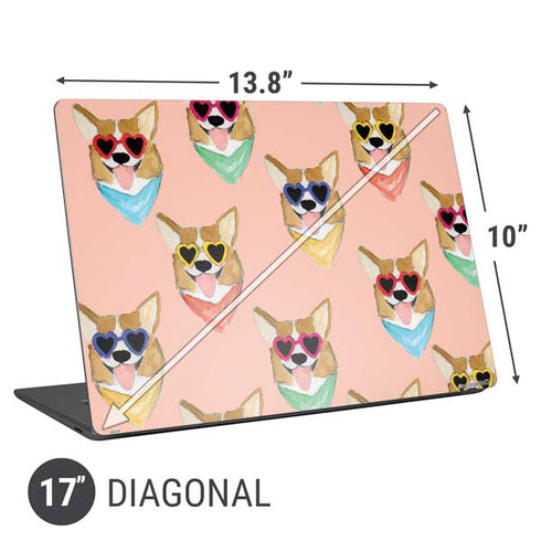 Bouffants and Broken Hearts Corgi Love Universal Laptop 17in (13.8 x 10in) Skin
