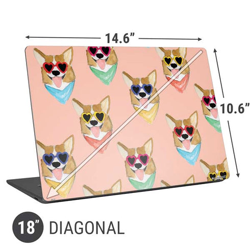 Bouffants and Broken Hearts Corgi Love Universal Laptop 18in (14.6 x 10.6in) Skin