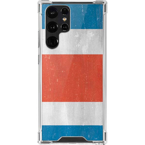 Costa Rican Flag Distressed Galaxy S22 Ultra Clear Case