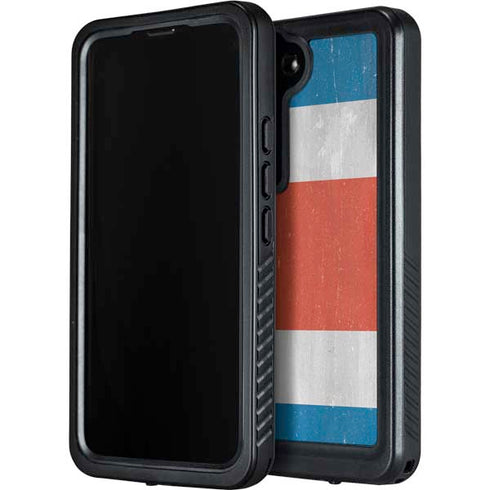 Costa Rican Flag Distressed Galaxy S23 Plus Waterproof Case