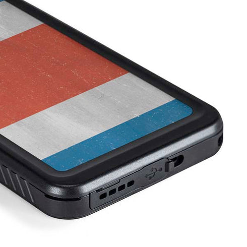 Costa Rican Flag Distressed Galaxy S23 Plus Waterproof Case