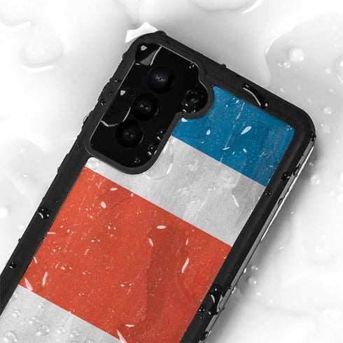 Costa Rican Flag Distressed Galaxy S23 Plus Waterproof Case