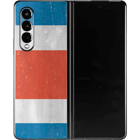 Costa Rican Flag Distressed Galaxy Z Fold3 5G Skin