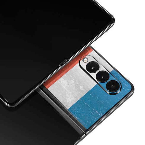 Costa Rican Flag Distressed Galaxy Z Fold3 5G Skin