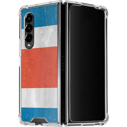 Costa Rican Flag Distressed Galaxy Z Fold4 5G Clear Case