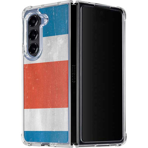 Costa Rican Flag Distressed Galaxy Z Fold5 5G Clear Case