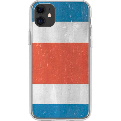Costa Rican Flag Distressed iPhone 11 Clear Case
