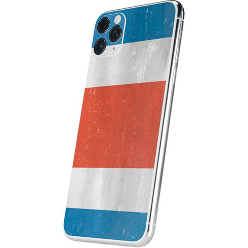 Costa Rican Flag Distressed iPhone 11 Pro Max Skin