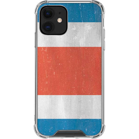 Costa Rican Flag Distressed iPhone 12 Clear Case