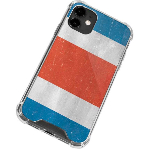 Costa Rican Flag Distressed iPhone 12 Clear Case