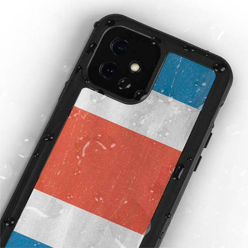 Costa Rican Flag Distressed iPhone 12 Mini Waterproof Case
