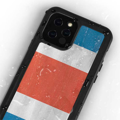 Costa Rican Flag Distressed iPhone 12 Pro Waterproof Case