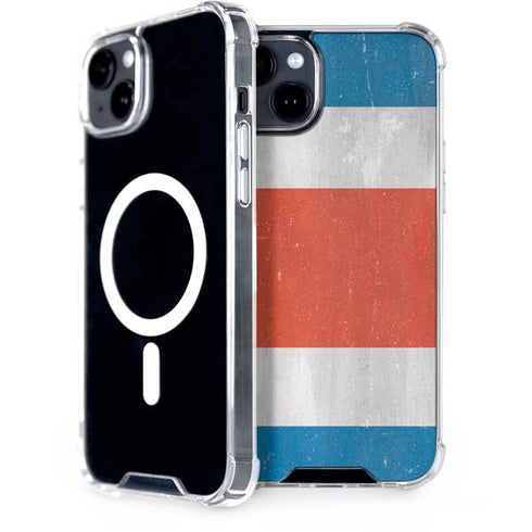 Costa Rican Flag Distressed iPhone 15 Plus MagSafe Case