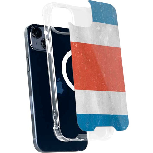 Costa Rican Flag Distressed iPhone 15 Plus MagSafe Case
