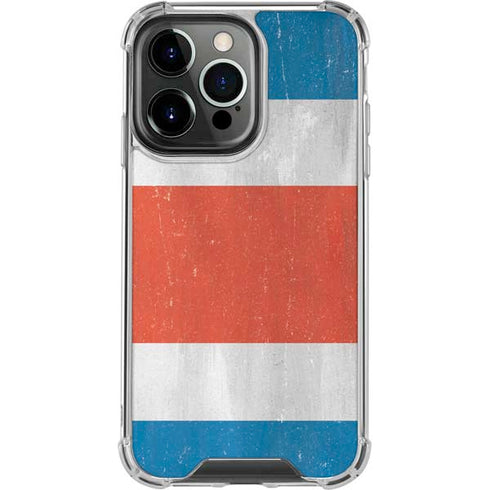 Costa Rican Flag Distressed iPhone 14 Pro Clear Case