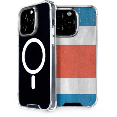 Costa Rican Flag Distressed iPhone 15 Pro MagSafe Case