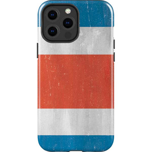 Costa Rican Flag Distressed iPhone 14 Pro Max Impact Case