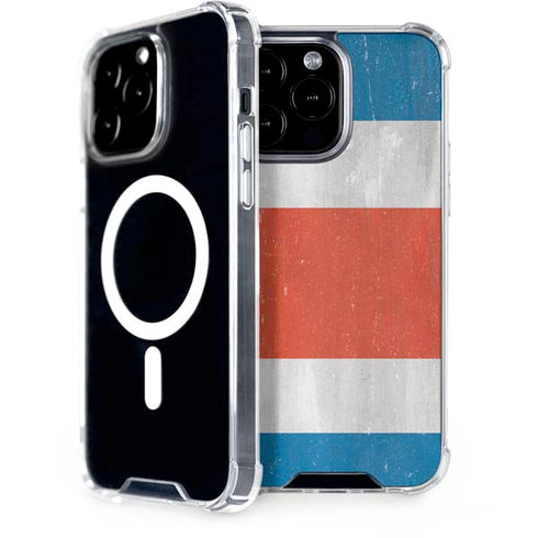 Costa Rican Flag Distressed iPhone 14 Pro Max MagSafe Case