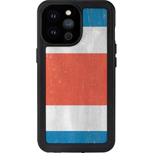 Costa Rican Flag Distressed iPhone 14 Pro Max Waterproof Case