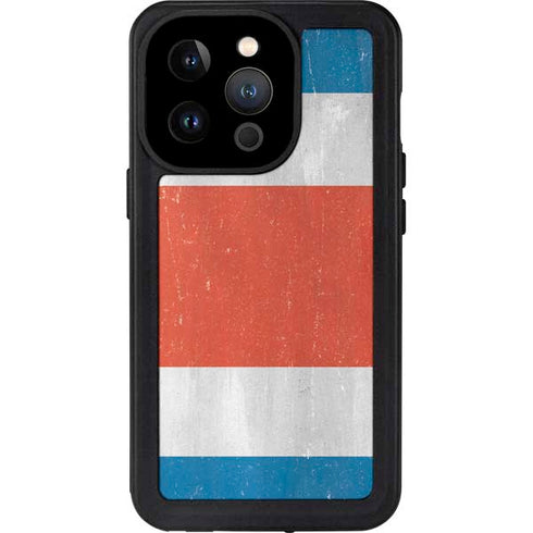 Costa Rican Flag Distressed iPhone 14 Pro Waterproof Case