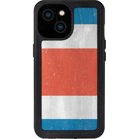 Costa Rican Flag Distressed iPhone 15 Waterproof Case