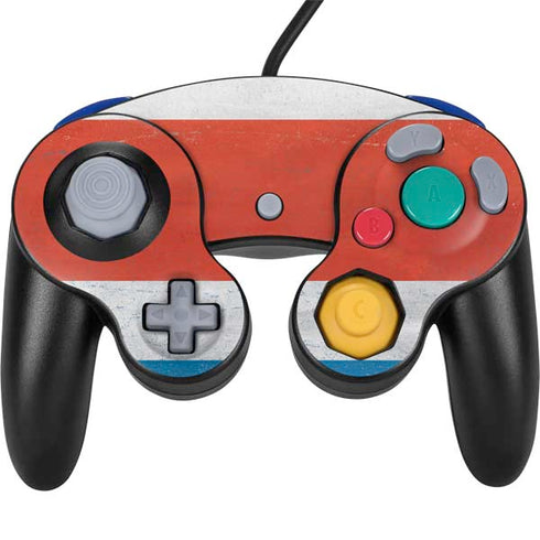Costa Rican Flag Distressed Nintendo GameCube Controller Skin