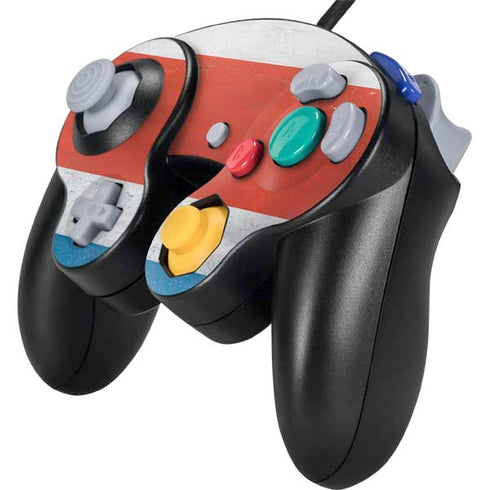 Costa Rican Flag Distressed Nintendo GameCube Controller Skin