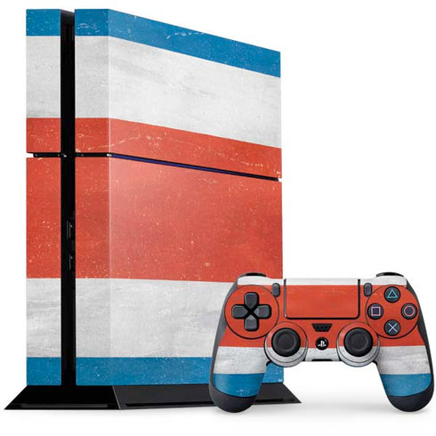 Costa Rican Flag Distressed PS4 Console and Controller Bundle Skin