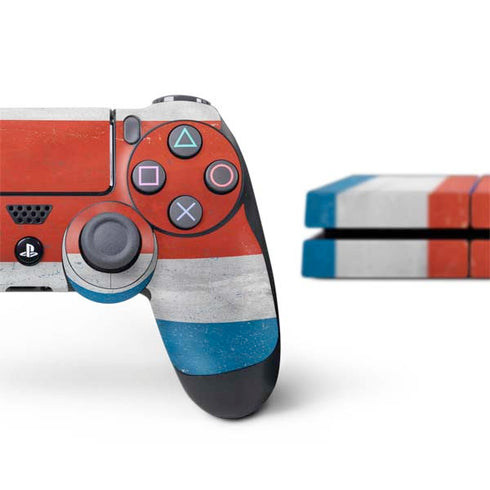 Costa Rican Flag Distressed PS4 Console and Controller Bundle Skin