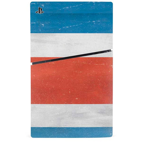 Costa Rican Flag Distressed PS5 Slim Disk Bundle Skin