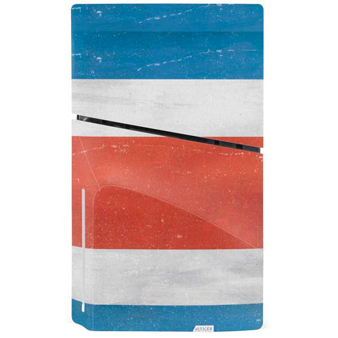 Costa Rican Flag Distressed PS5 Slim Disk Bundle Skin