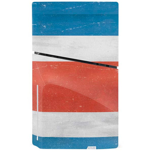 Costa Rican Flag Distressed PS5 Slim Disk Console Skin