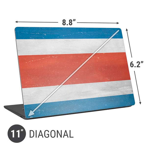 Costa Rican Flag Distressed Universal Laptop 11in (8.8 x 6.2in) Skin
