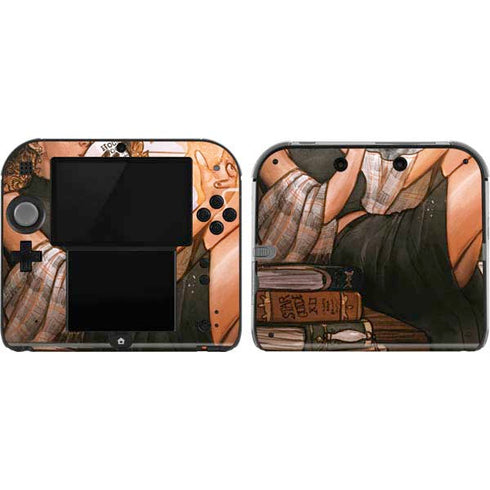 Cozy Autumn Library Witch with Cat and Coffee by Ivy Dolamore Nintendo 2DS Skin
