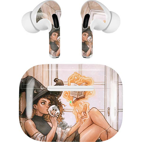 Cozy Autumn Library Witch with Cat and Coffee by Ivy Dolamore AirPods Pro 2nd Gen Skin