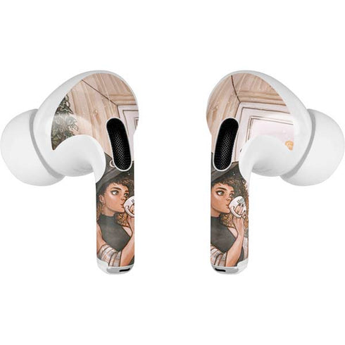 Cozy Autumn Library Witch with Cat and Coffee by Ivy Dolamore AirPods Pro 2nd Gen Skin