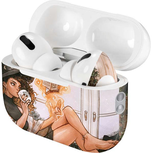 Cozy Autumn Library Witch with Cat and Coffee by Ivy Dolamore AirPods Pro 2nd Gen Skin