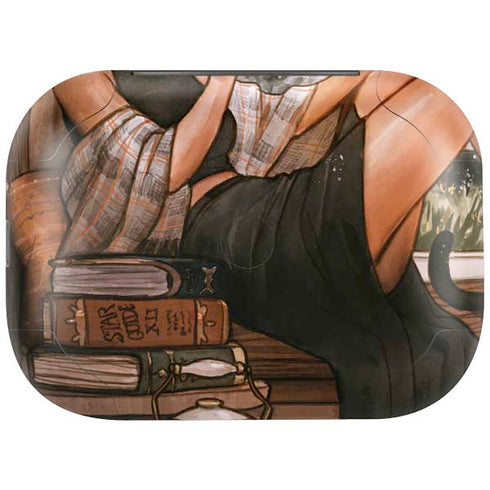 Cozy Autumn Library Witch with Cat and Coffee by Ivy Dolamore Amazon Echo Buds Skin