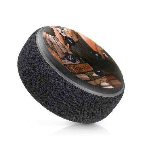 Cozy Autumn Library Witch with Cat and Coffee by Ivy Dolamore Amazon Echo Dot Skin