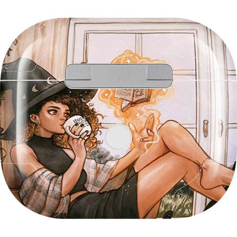 Cozy Autumn Library Witch with Cat and Coffee by Ivy Dolamore Apple AirPods (3rd Gen 2021) Skin