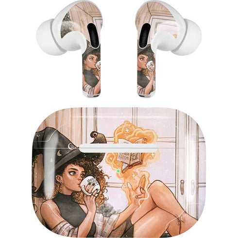 Cozy Autumn Library Witch with Cat and Coffee by Ivy Dolamore Apple AirPods Pro Skin