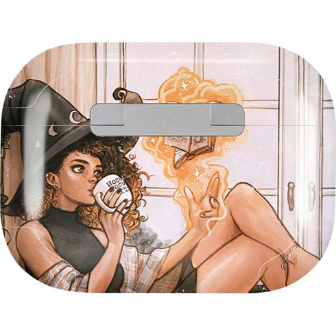 Cozy Autumn Library Witch with Cat and Coffee by Ivy Dolamore Apple AirPods Pro Skin