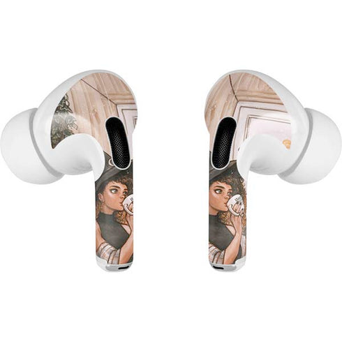 Cozy Autumn Library Witch with Cat and Coffee by Ivy Dolamore Apple AirPods Pro Skin