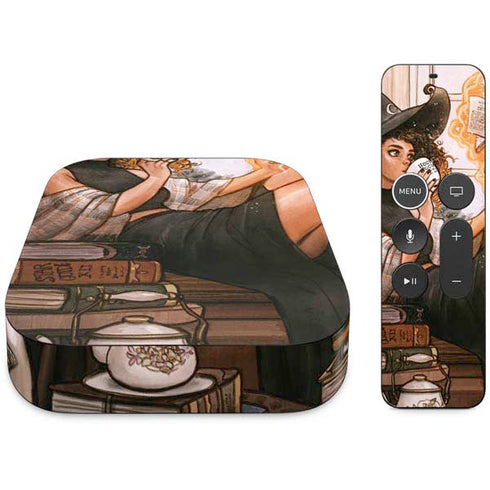 Cozy Autumn Library Witch with Cat and Coffee by Ivy Dolamore Apple TV Skin