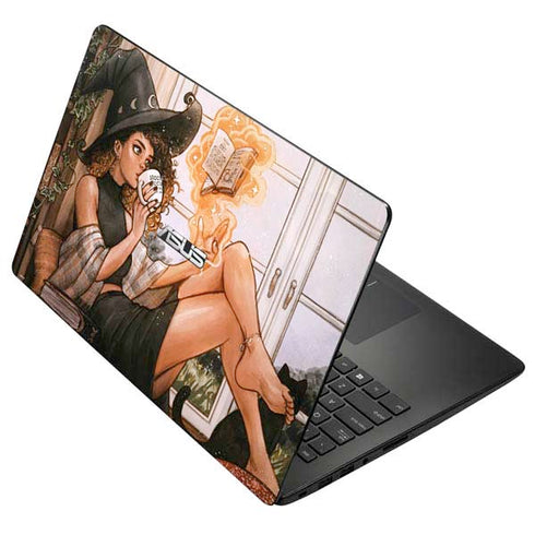 Cozy Autumn Library Witch with Cat and Coffee by Ivy Dolamore Asus X502CA 15.6 Skin