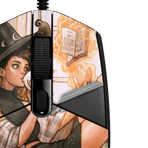 Cozy Autumn Library Witch with Cat and Coffee by Ivy Dolamore G203 Prodigy RGB Wired Gaming Mouse Skin