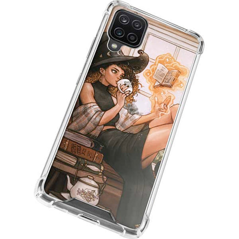 Cozy Autumn Library Witch with Cat and Coffee by Ivy Dolamore Galaxy A12 Clear Case