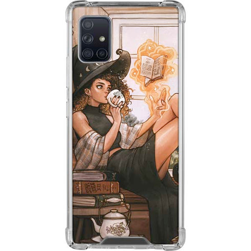 Cozy Autumn Library Witch with Cat and Coffee by Ivy Dolamore Galaxy A51 5G Clear Case