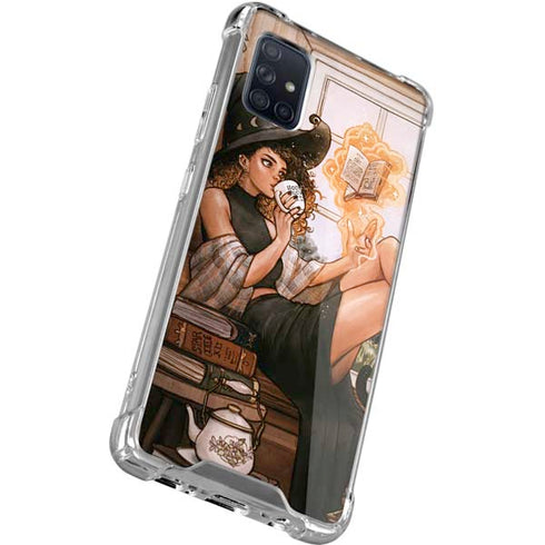 Cozy Autumn Library Witch with Cat and Coffee by Ivy Dolamore Galaxy A51 5G Clear Case